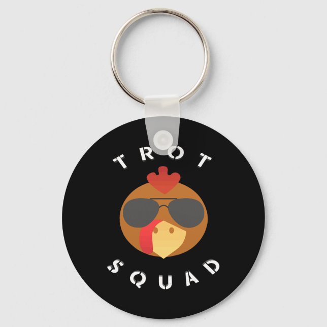 Funny Turkey Face Trot Squad Thanksgiving Running  Keychain (Front)