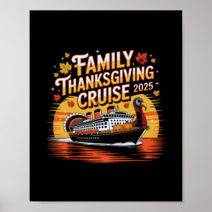 Funny Turkey Fan Matching Family Thanksgiving Crui Poster