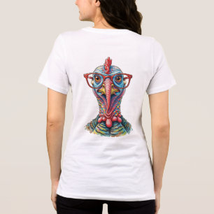 Funny Turkey in Glasses Cartoon Fun Tri-Blend Shirt