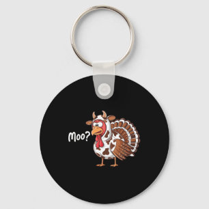 Funny Turkey Moo Thanksgiving Fake Cow Farmer Cow  Keychain