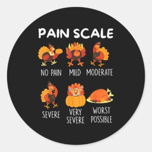 Funny Turkey Pain Scale Thanksgiving Cna Er Nurse Classic Round Sticker