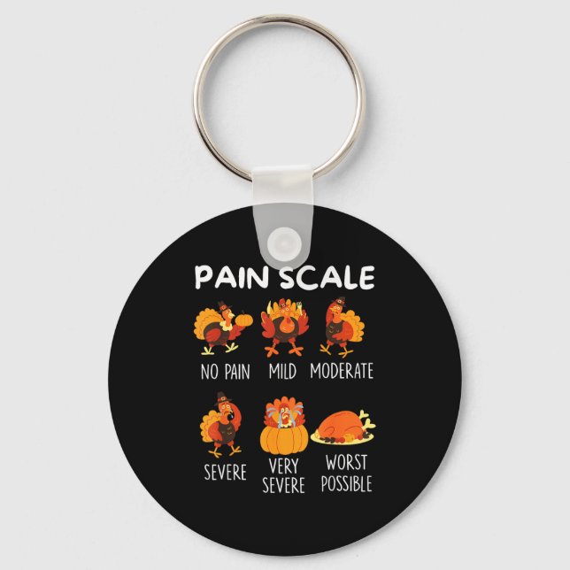 Funny Turkey Pain Scale Thanksgiving Cna Er Nurse  Keychain (Front)