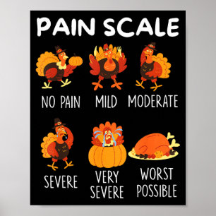 Funny Turkey Pain Scale Thanksgiving Cna Er Nurse  Poster