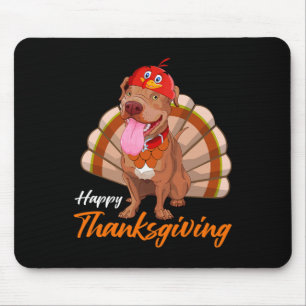 Funny Turkey Pitbull Dog Maple Leaf Fall Vibes Tha Mouse Pad