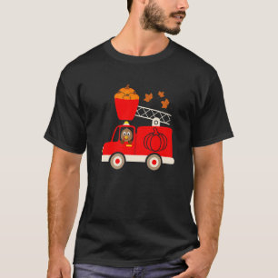 Funny Turkey Pumpkin Fire Truck Thanksgiving Son K T-Shirt