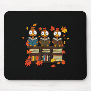 Funny Turkey Reading Book Librarian Bookworm Thank Mouse Pad