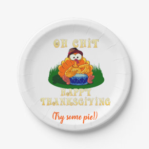 Funny Turkey Realizes It's Thanksgiving!  Paper Plate