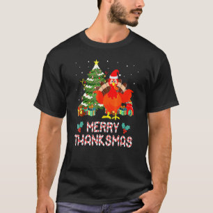 Funny Turkey Santa Merry Thanksmas Christmas Thank T-Shirt
