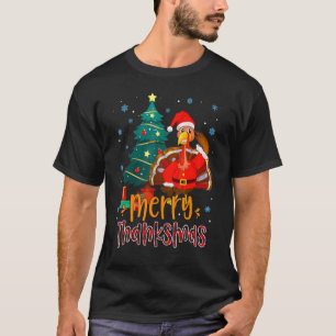 Funny Turkey Santa Merry Thanksmas Christmas Thank T-Shirt