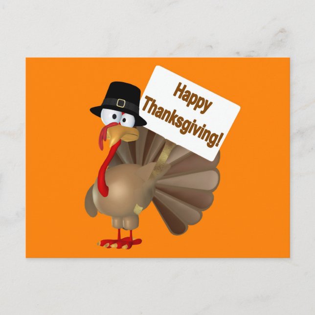 Funny Turkey saying ''Happy Thanksgiving!'' Holiday Postcard (Front)