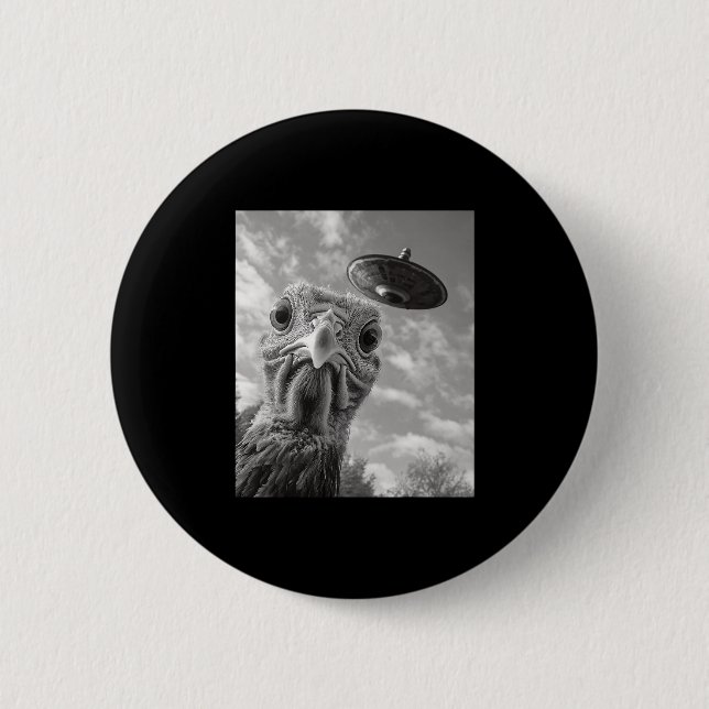Funny Turkey Selfie Ufo Thanksgiving  2 Inch Round Button (Front)
