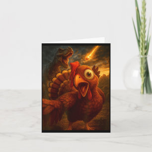 Funny Turkey Selfie With Dinosaur And Meteor Acaly Card