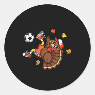Funny Turkey Soccer Shirt Thanksgiving Boys Teens Classic Round Sticker