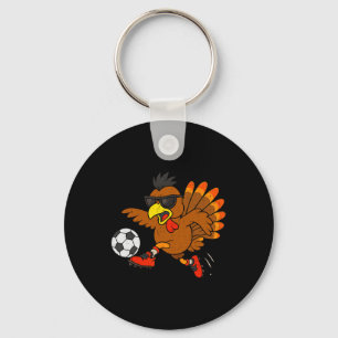 Funny Turkey Soccer Thanksgiving Sports Humor Men Keychain