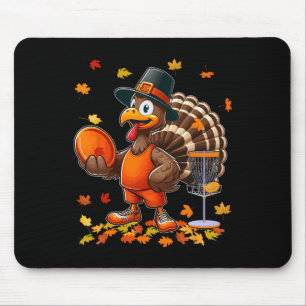 Funny Turkey Thanksgiving Costume Disc Golf Player Mouse Pad