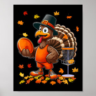 Funny Turkey Thanksgiving Costume Disc Golf Player Poster