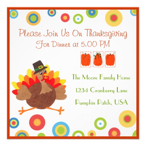 Funny Turkey Thanksgiving Dinner - Invitation 5.25