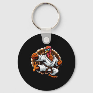 Funny Turkey Thanksgiving Karate Judo Martial Arts Keychain