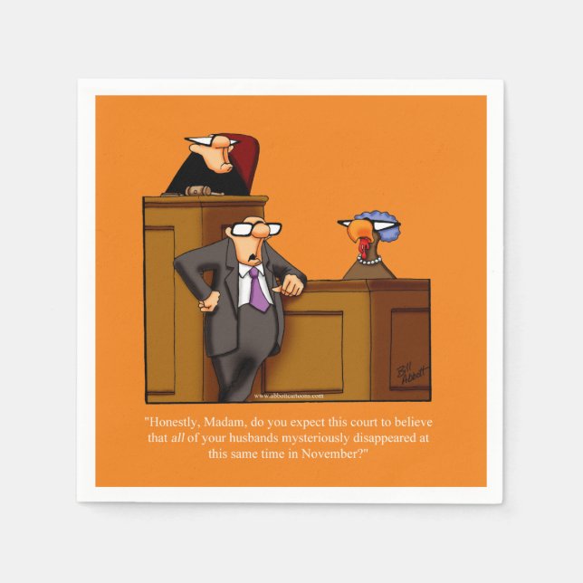 Funny Turkey Trial Thanksgiving Humour Napkins (Front)