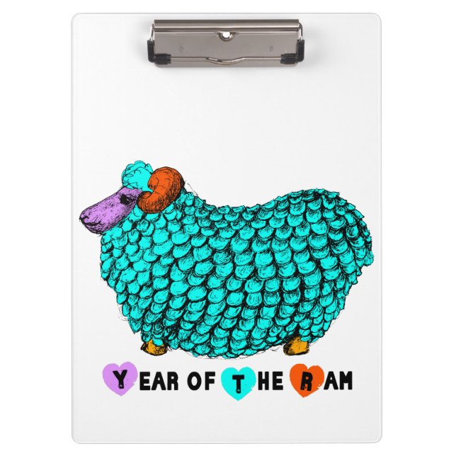 Funny Turquoise Ram Chinese Year Zodiac Clipboard (Front)