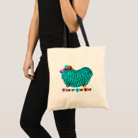 Funny Turquoise Ram Chinese Year Zodiac Tote Bag