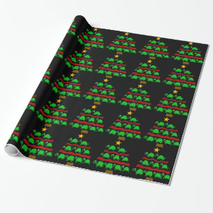 Funny Turtle Art Christmas Tree Design Wrapping Paper