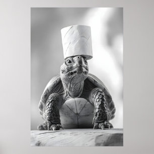 Funny Turtle Bathroom Art Print, Toilet Paper Hat Poster
