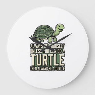 Funny Turtle Be Yourself Vintage Shirt Design_1 Large Clock