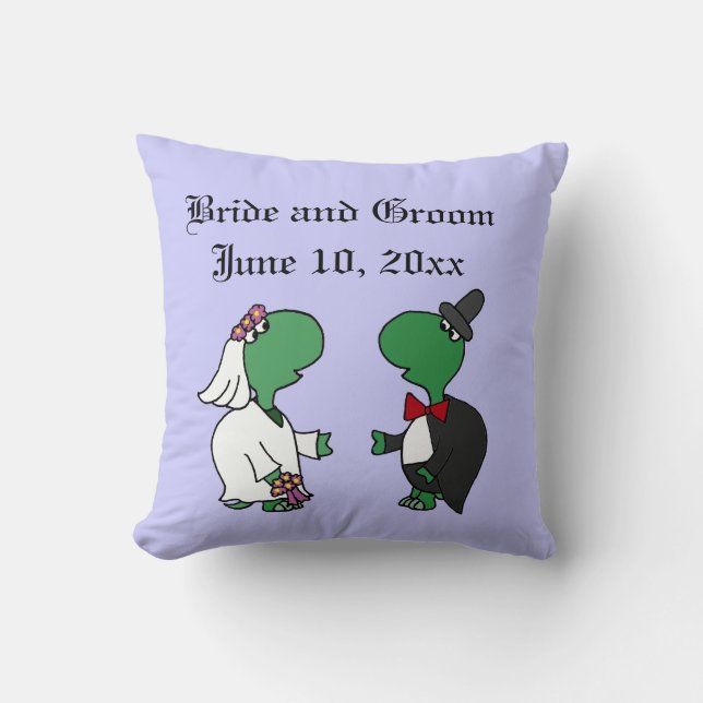 Funny Turtle Bride and Groom Wedding Art Throw Pillow (Front)