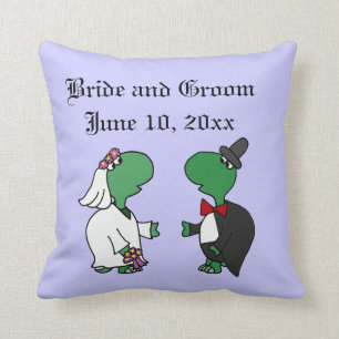 Funny Turtle Bride and Groom Wedding Art Throw Pillow