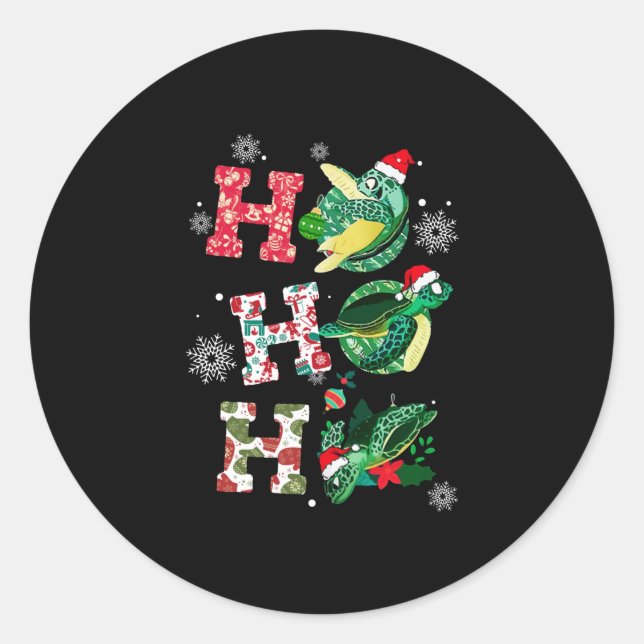 Funny Turtle Christmas Lovers Classic Round Sticker (Front)