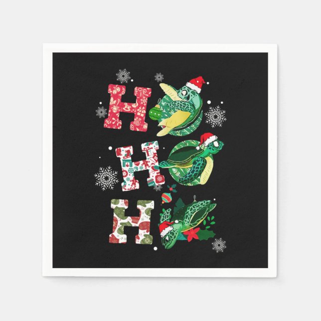 Funny Turtle Christmas Lovers Napkin (Front)