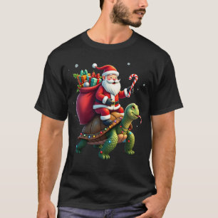 Funny Turtle Christmas Santa Riding Sea Turtle Xma T-Shirt