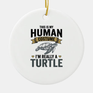 Funny Turtle Costume Vintage Engraving Design_1 Ceramic Ornament