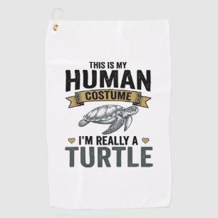 Funny Turtle Costume Vintage Engraving Design_1 Golf Towel