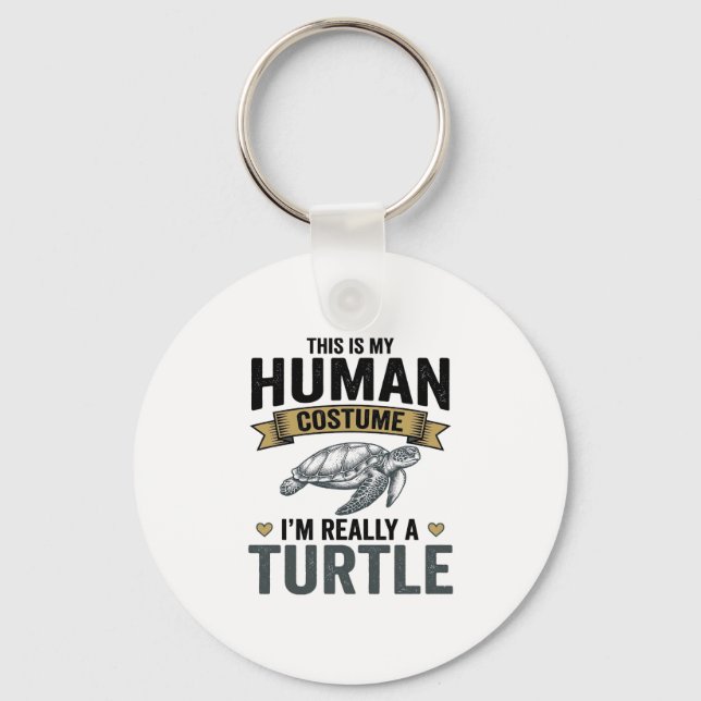 Funny Turtle Costume Vintage Engraving Design_1 Keychain (Front)