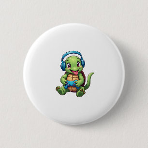 Funny Turtle Gamer Gaming Turtles Video Game (1) 2 Inch Round Button