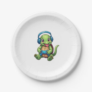 Funny Turtle Gamer Gaming Turtles Video Game (1) Paper Plate