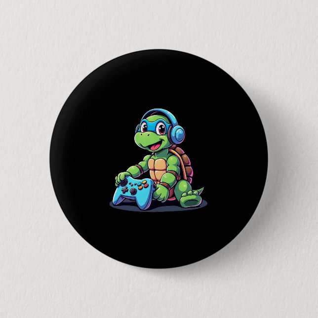 Funny Turtle Gamer Gaming Turtles Video Game (2) 2 Inch Round Button (Front)