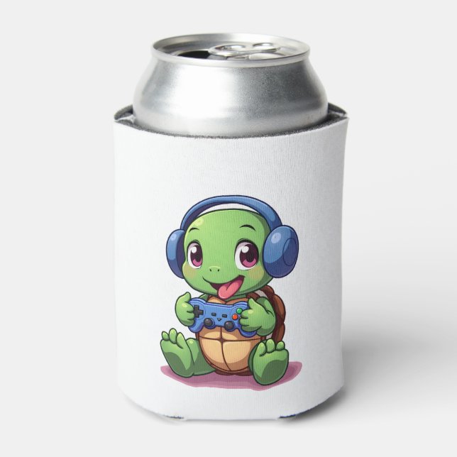 Funny Turtle Gamer Gaming Turtles Video Game (2) Can Cooler (Can Front)
