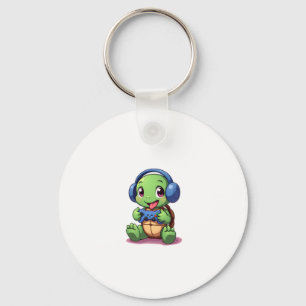 Funny Turtle Gamer Gaming Turtles Video Game (2) Keychain