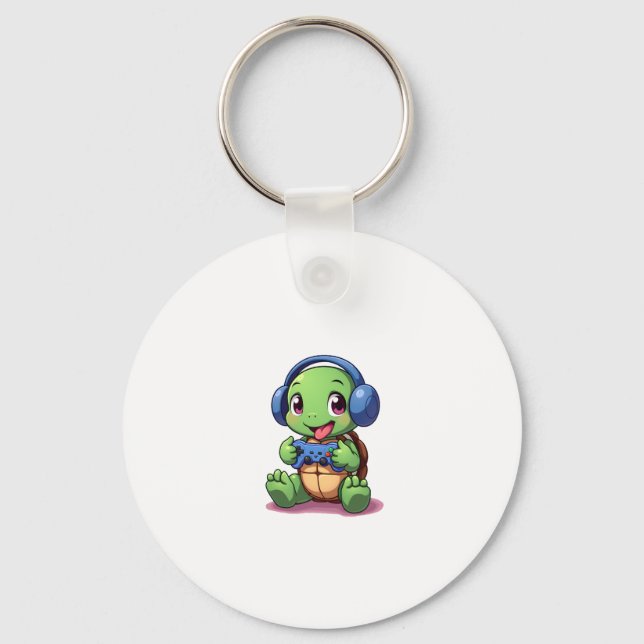 Funny Turtle Gamer Gaming Turtles Video Game (2) Keychain (Front)
