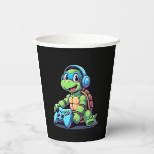 Funny Turtle Gamer Gaming Turtles Video Game (2) Paper Cups