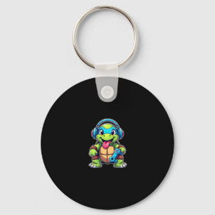Funny Turtle Gamer Gaming Turtles Video Game (4) Keychain