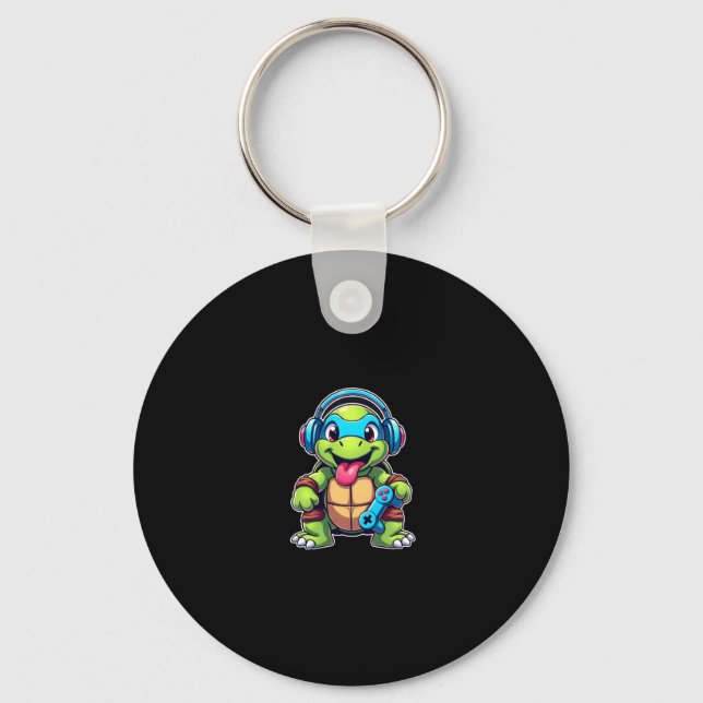 Funny Turtle Gamer Gaming Turtles Video Game (4) Keychain (Front)