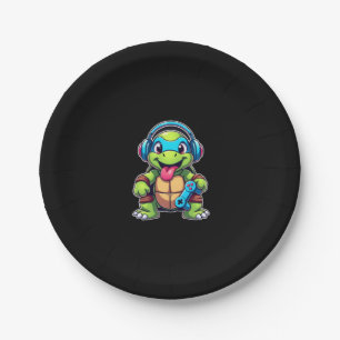 Funny Turtle Gamer Gaming Turtles Video Game (4) Paper Plate