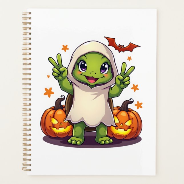 Funny Turtle Ghost Pumpkin Boo Halloween Kids Mens (Devant)
