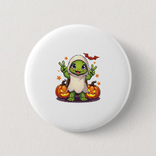 Funny Turtle Ghost Pumpkin Boo Halloween Kids Mens 2 Inch Round Button