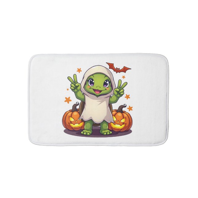 Funny Turtle Ghost Pumpkin Boo Halloween Kids Mens Bath Mat (Front)
