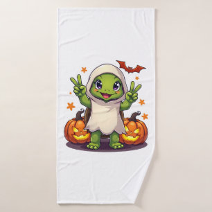 Funny Turtle Ghost Pumpkin Boo Halloween Kids Mens Bath Towel